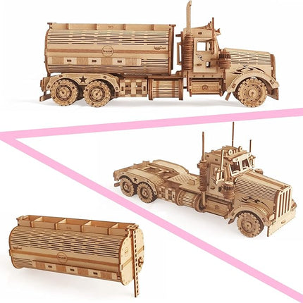 3D Wooden Puzzle - Wood Mechanical Tank Truck Model Kits - Coin Bank Crafts Model - Wooden STEM DIY Brain Teaser Puzzles, 3D Puzzle for Birthday Adults & Teens