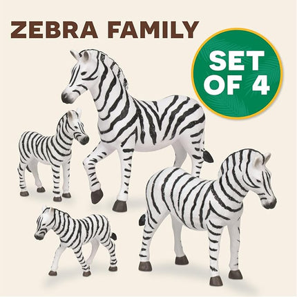Terra by Battat – 4 Pieces Zebra Family – Realistic Plastic Safari Animals for Kids – Zoo Animal Toys – Educational Figures – Inspires Creative Play – Great Gift for Toddlers & Kids – 3+ Years