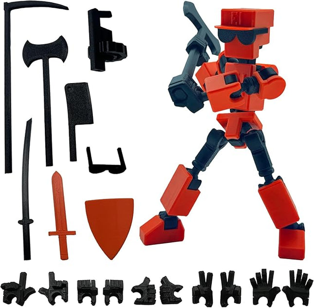 (Assembly Completed) 3D Printed 6.65-inch Action Figure Mini-13, Full Body Mechanical Movable Toy, Multiple Accessories, Desk Decoration, Creative Gifts (Orange)