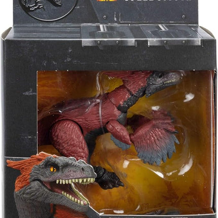 Mattel Jurassic World Hammond Collection Dinosaur Action Figure Toy, Pyroraptor Dino Toy with 14 Articulations, Glass Eyes & Wired Tail