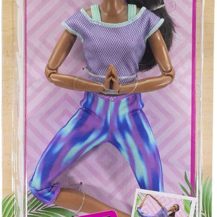 Barbie Made to Move Doll with 22 Flexible Joints & Curly Brunette Ponytail Wearing Athleisure-wear for Kids 3 to 7 Years Old