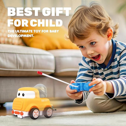 Remote Control Car for Toddlers 18M+,Safe & Durable Cartoon Silicone Crash-Resistant RC Car,Toys for 18M+ Years Old Green Cars with LED Light & Music,Christmas Birthday Gift Ideas for Kid Girls & Boys