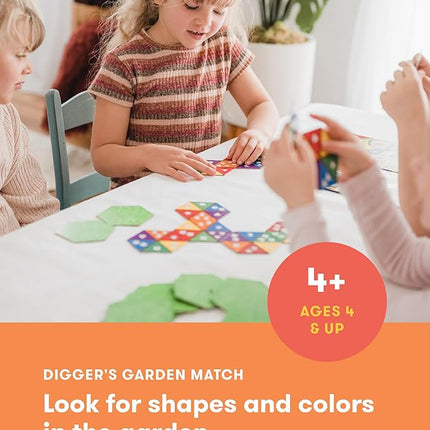 SimplyFun Diggers Garden Match – A Game for Kids to Develop Spatial Thinking Skills - Puzzle Game That Matches Colors and Shapes - 1 to 6 Players, Ages 4 & Up