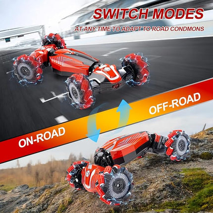 4WD Remote Control Gesture Sensor Car,Hand Controlled RC Stunt Car,Double-Sided Vehicle 360° Rotation with Light and Music, RC Toy Cars for Aged 4-13 Boys and Girls Birthday