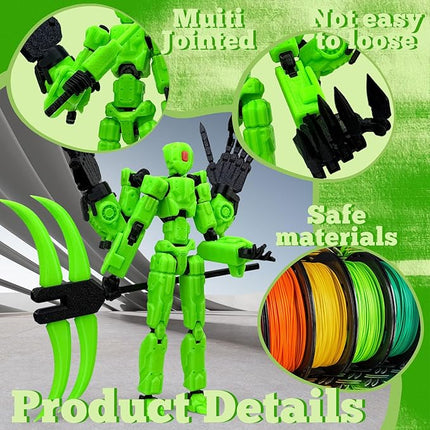 8Inch T13 Action Figure Assembly Completed, T13 Multi-Jointed Movable Robot Action Figure Set,Collectors Desktop Decorations for Game Lovers Toys (Green)