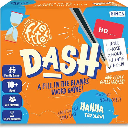 Fletter Dash, A Fun Fill-in-The-Blanks Strategic Word Card Game for All Ages | Fun and Strategic Word Game | Test Vocabulary and Concentration | A Gift for Ages 7, 8, 9, & 10 Years (3-6 Players)