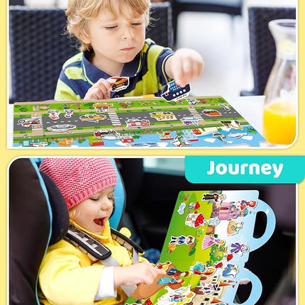 Benresive Reusable Sticker Books for Kids 2-4, Sticker Books for Toddlers 1-3 2-4, Toddler Travel Toys Activities Crafts Gifts - Ocean Animals, Fairy and Vehicle