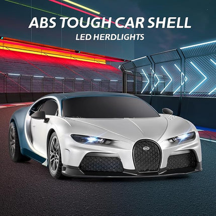 MIEBELY Remote Control Car - 1/24 Scale Fast Rc Race Car, Bugatti Chiron 3.7V 500 mAh Toys with Headlight, Racing Hobby Model Birthday Ideal Gifts for Adults Kids Boys Age 6 7 8 9 10 Year Old