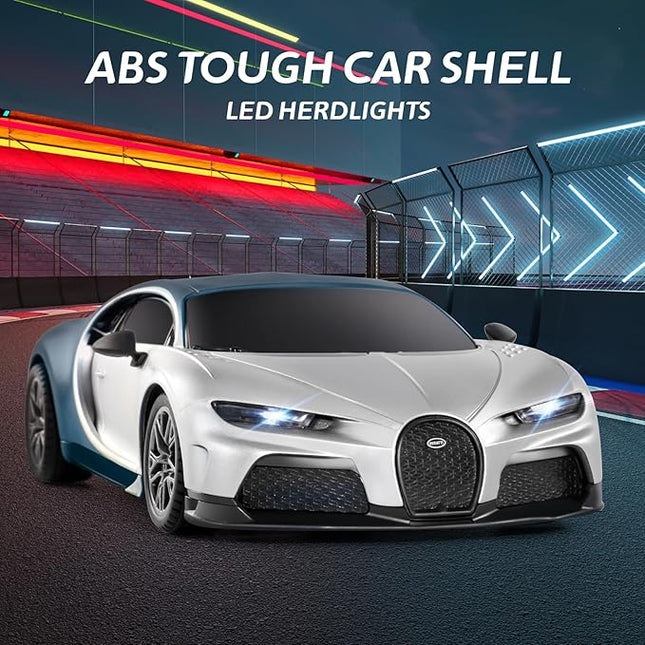MIEBELY Remote Control Car - 1/24 Scale Fast Rc Race Car, Bugatti Chiron 3.7V 500 mAh Toys with Headlight, Racing Hobby Model Birthday Ideal Gifts for Adults Kids Boys Age 6 7 8 9 10 Year Old