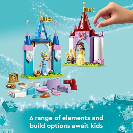 LEGO Disney Princess Creative Castles 43219, Toy Castle Playset with Belle and Cinderella Mini-Dolls and Bricks Sorting Box, Travel Toys for Girls and Boys, Sensory Toy for Kids Ages 6+