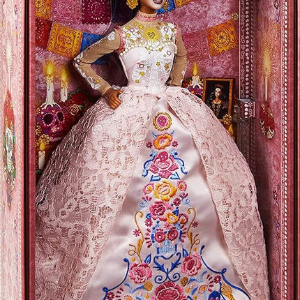 Barbie Signature Dia De Muertos 2020 Doll (12-in Brunette) in Embroidered Lace Dress and Flower Crown, with Certificate of Authenticity