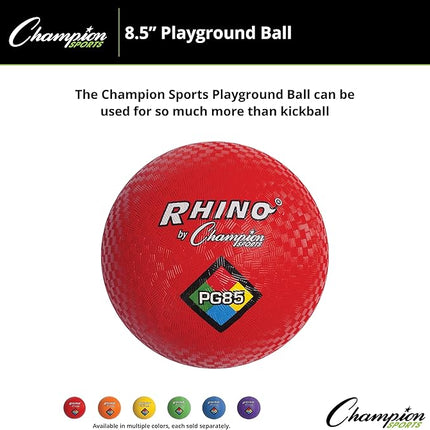 Champion Sports Rhino Playground Balls 8.5" D - Two Ply, Nylon Wound, Red (Set of 1 Ball)