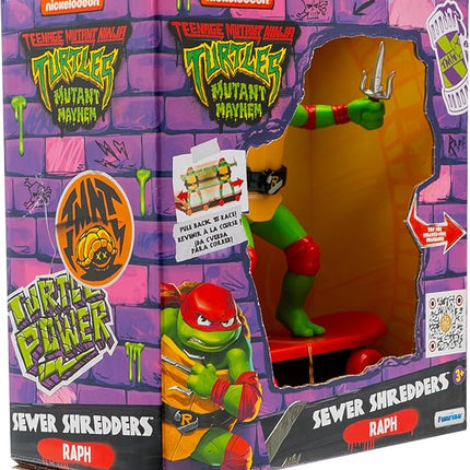 Teenage Mutant Ninja Turtles Toy, Raphael Sewer Shredder Pullback Skateboard, Mutant Mayhem TMNT Ninja Turtle Figure, Ages 3+