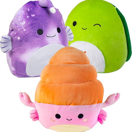 Squishmallows 10-Inch Crab, Fish & Turtle 3-Squish Value Pack - Get Three Jumbo Official Jazwares 10" Plush for Less - Collectible Soft & Squishy Stuffed Animal Toy - Gift for Kids,Girls & Boys