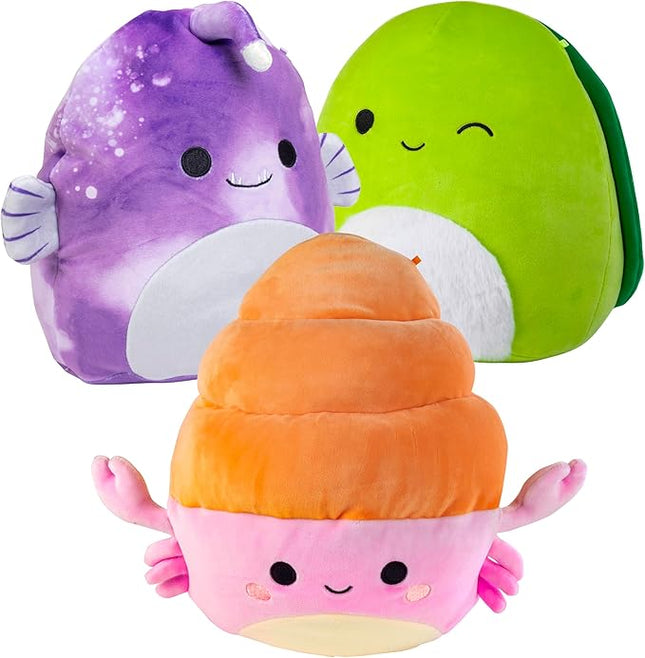 Squishmallows 10-Inch Crab, Fish & Turtle 3-Squish Value Pack - Get Three Jumbo Official Jazwares 10" Plush for Less - Collectible Soft & Squishy Stuffed Animal Toy - Gift for Kids,Girls & Boys