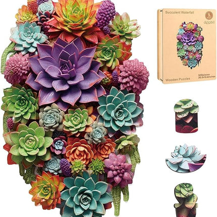 delobil Puzzles for Adults 500 Pieces with Puzzle Saver - Succulent Wooden Puzzle Unique Liberty Adult Jigsaw Puzzles Brain Teaser Family Game Gift 20.5'' X12.6''