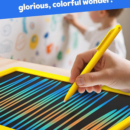 TEKFUN LCD Writing Tablet Doodle Board, 12inch Colorful Drawing Tablet Writing Pad, Kids Travel Essentials, Toddler Toys 6 7 8 Year Old Girls Boys (Yellow)