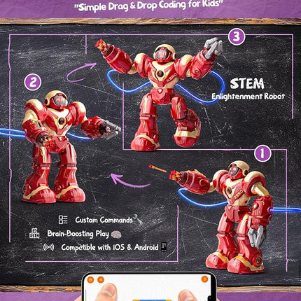 Holyton 5088 Smart Robots for Kids,Large STEM Programmable RC Robot, with Voice Control,APP Control,LED Eyes,Ideal Gift for 4 5 6 7 8 9 Years Old Boys and Girls