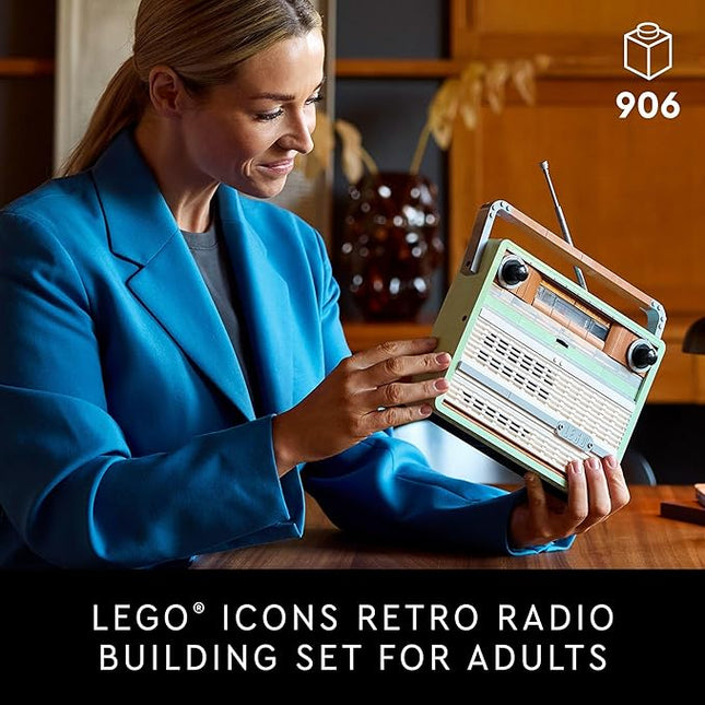 LEGO Icons Retro Radio Building Set for Adults - Home Decor for Bedroom or Desk for Vintage Aesthetic with Sound Effects & Smart Phone Integration - Birthday Gifts for Men & Women - 10334