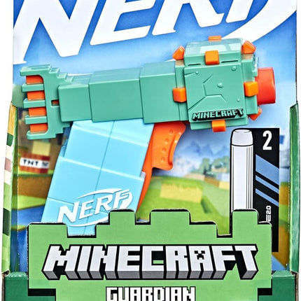 Nerf MicroShots Minecraft Guardian Mini Blaster, Minecraft Guardian Mob Design, Includes 2 Official Elite Darts, Priming Handle