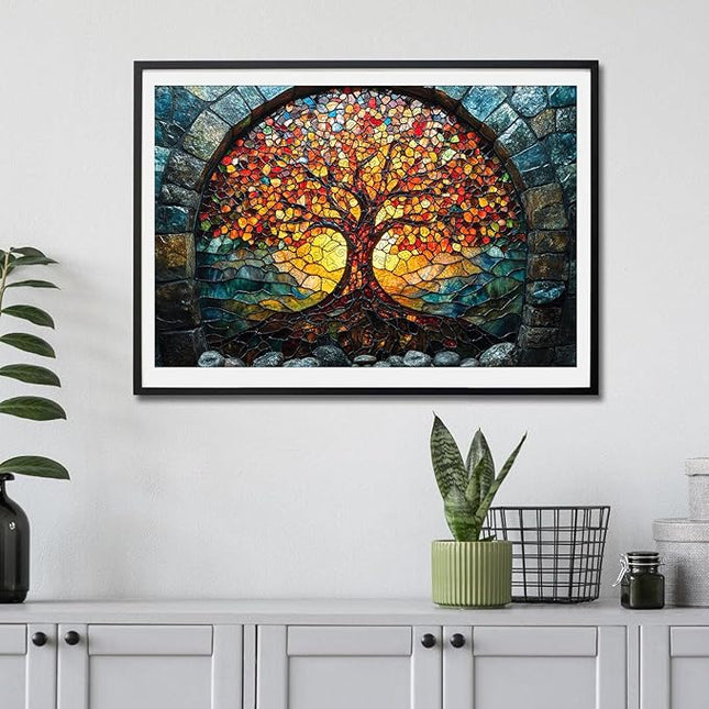 Wooden Puzzles for Adults, Mosaic Tree of Life Jigsaw Puzzles 200pcs Unique Shape Adult Puzzles, Irregular Creative Gift for Family Game (10.9 * 7.3 in)