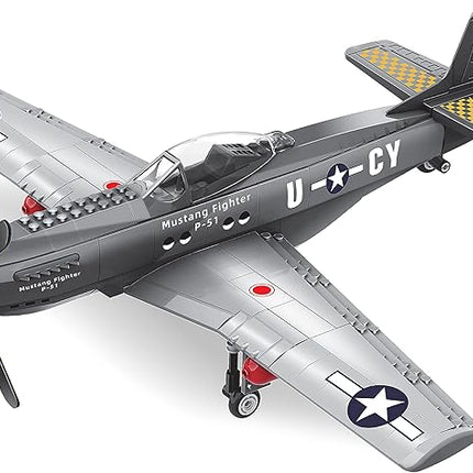 Apostrophe Games WW2 P-51 Mustang Fighter Plane Building Block Set – 258 -Pcs Building Toys Set – Plane Toy for Kids Older Than 10 and Adults – Compatible with All Building Bricks