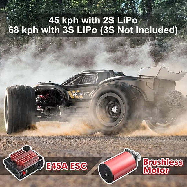 HYPER GO H16BM 1/16 RTR Brushless High Speed Electric 4X4 Off-Road Fast RC Car, Max 42mph, RC Truck, Remote Control, 2 Lipo Batteries for Adult, Compatible with 3S Lipo