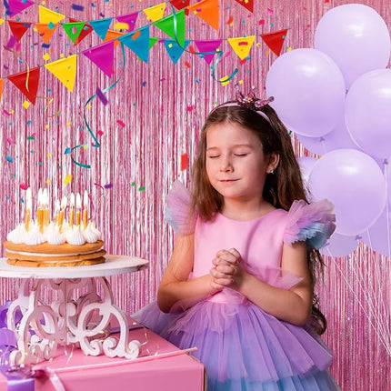 2 Pack Laser Hot Pink Foil Fringe Curtains Streamers Party Decorations 3.3 x 8.2 ft, Tinsel Curtain Fringe Backdrop for Parties, Door Fringe Birthday Streamers, Barbie Backdrop Party Decorations