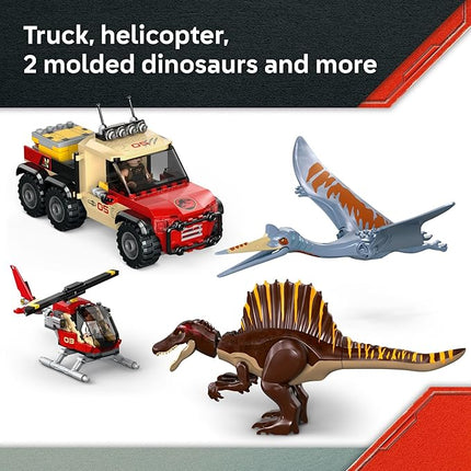LEGO Jurassic World Spinosaurus & Quetzalcoatlus Air Mission - Dinosaur Toy for Kids - Pretend Play Building Toy with Dinosaur Figurines for Girls and Boys, 8+ - Birthday or Any-Time Gift Idea - 76976