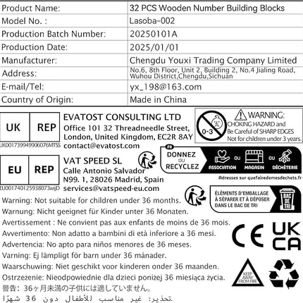 Wooden Number Building Blocks, Large Digit Blocks 1-10, 32 Pcs Math Blocks Number Toys for Kids, Educational Blocks for Toddlers, Toys to Learn Numbers for 3 Year Olds +