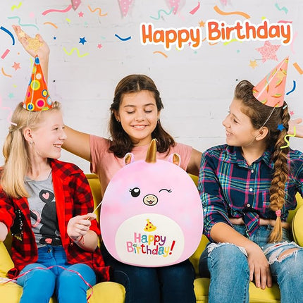 12” Birthday Unicorn Happy Birthday Plush Pillow Soft Stuffed Animal Cute Unicorn Plush Toy Gifts for Kids