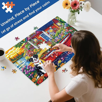 300 Piece Puzzles for Adults,Unique Cute Dog Jigsaw Puzzles 300 Pieces for Adults Kids Seniors,Animal Pet Lover Puzzle for Kids Ages 8-10 10-12,Challenging Puzzles Perfect for Game Nights,20.5*15 In