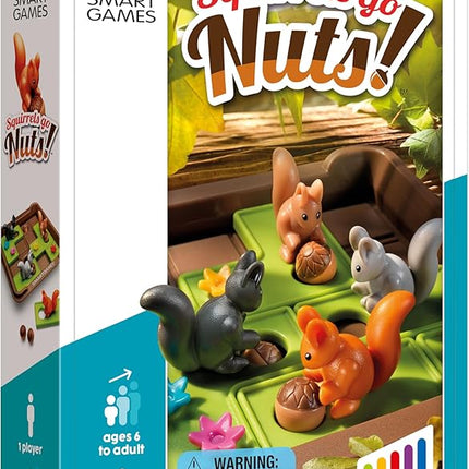 SmartGames Squirrels Go Nuts Sliding Logic Travel Puzzle Game with 60 Challenges for Kids Ages 6+