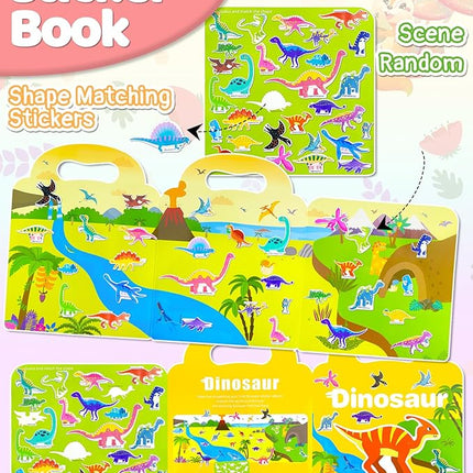 Benresive Reusable Sticker Books for Kids 2-4, Sticker Books for Toddlers 1-3 2-4, Toddler Travel Toys Activities Crafts Gifts - Dinosaur