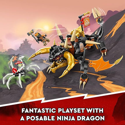 LEGO NINJAGO Cole’s Earth Dragon EVO 71782, Upgradable Action Toy Figure for Boys and Girls with Battle Scorpion Creature and 2 Minifigures, 2023 Playset