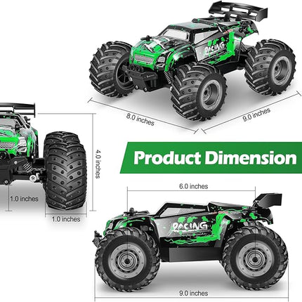 Remote Control Car, All Terrain Remote Control Truck for Boy, 2.4GHz Rc Car with Two Rechargeable Batteries, 20KM/H Monster Truck Toys