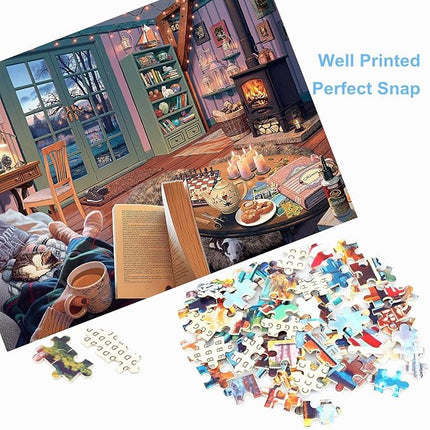 500 Piece Puzzles for Adults Cozy Room 20.5 x 15 Inch 500 Piece Jigsaw Puzzles for Kids Adults Puzzles 500 Pieces for Adults Holiday Educational Challenge Toy