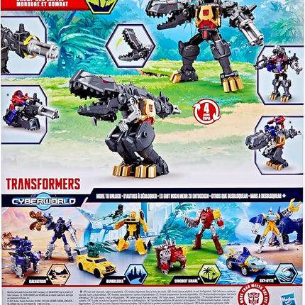 Transformers Cyberworld Grimlock Chomp & Battle 9-Inch Action Figure, Quick Change to Dino Mode, Robot Toys for Boys & Girls 6+ Years