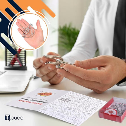 Metal Puzzles Brain Teaser, 24pcs Metal Wire Puzzles for Adults Kids Teenagers, Classical Mini Mind Ring Puzzle Set, Educational IQ Unlock Interlocking Toy Lock Puzzle Gift Set