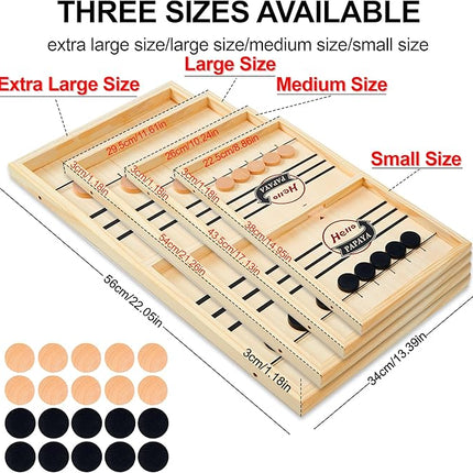Fast Sling Puck Game - Test Your Speed and Accuracy with This Fast-Paced Wooden Air Hockey Desktop Battle Board Game - Guaranteed Fun Gifts for Family Night or Friends Party