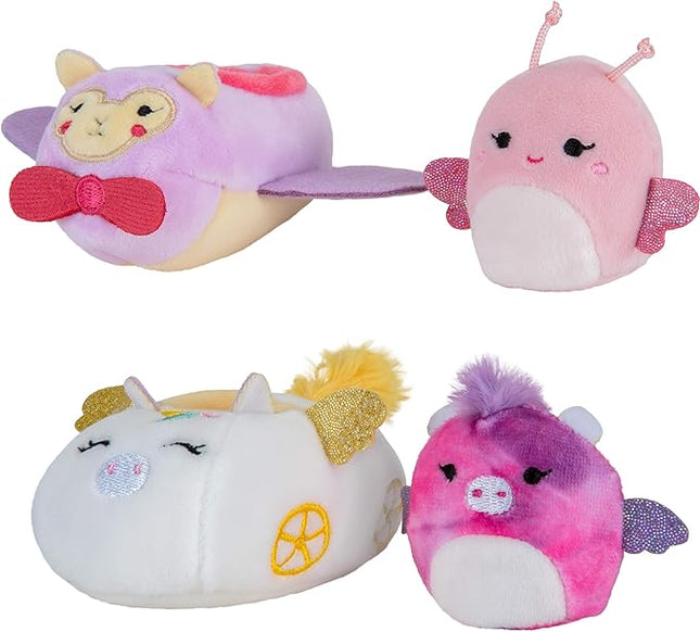 Squishville by Squishmallows Maribel in Plane & Willow in Carriage Two 2” Soft Mini-Squishmallow Butterfly and Tie-dye Pegasus Plush, Plush Carriage and Plane Vehicles Irresistibly Soft Colorful Plush
