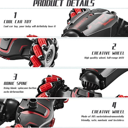 4WD Remote Control Gesture Sensor Car,Hand Controlled RC Stunt Car,Double-Sided Vehicle 360° Rotation with Light and Music Spray, Watch Toy Cars for Boys & Girls Birthday