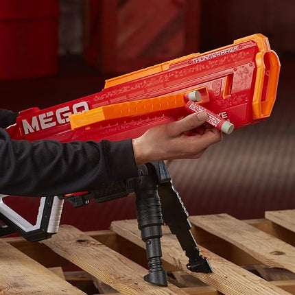 Nerf Thunderhawk AccuStrike Mega Toy Blaster - Longest Blaster - 10 Official AccuStrike Mega Darts, 10-Dart Clip, Bipod - for Kids, Teens, and Adults