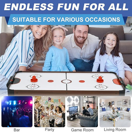 40in Tabletop Air Hockey Table, Portable Arcade Game Table for Kids and Adult, Indoor Game Table w/ 2 Pucks, 2 Pushers, Electronic Motor Fans for Game Room、Family Recreation