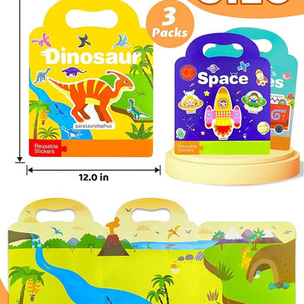 Reusable Sticker Book for Toddlers 2-4 Years, Stickers for Kids, Toddler Sticker Book Ages 1-3, Toddler Craft Activities, Toddlers Travel Toys Ages 2+ Boy Girl Birthday Gifts