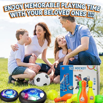 4-in-1 Hover Soccer Ball Set, Rechargable Air Floating Soccer Toy with LED Lights, Indoor & Outdoor Kids Sports Toys, Christmas Birthday Gifts for Boys Girls Aged 3 4 5 6 7 8-12