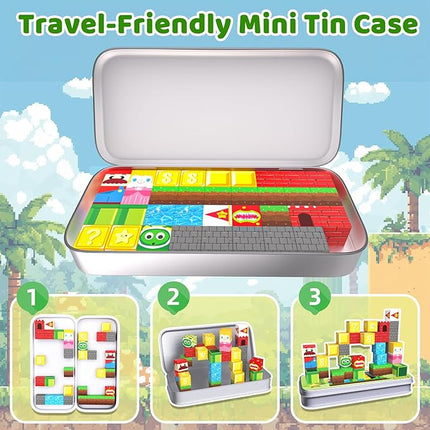 Mini Magnetic Blocks, 35PCS Travel Magnetic Building Cubes with Metal Storage Box, Portable Magnetic Toys Set for Boys & Girls 3-5, Birthday