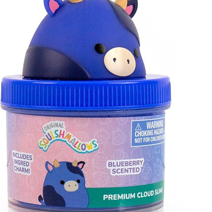 Original Squishmallows Ingrid The Cow Premium Cloud Slime, Blueberry-Scented, 8 oz., Storage Container with Figurine Topper, Rubber Charm, Goodie Bags Stuffers, Kids Party Favors, Sensory Toys