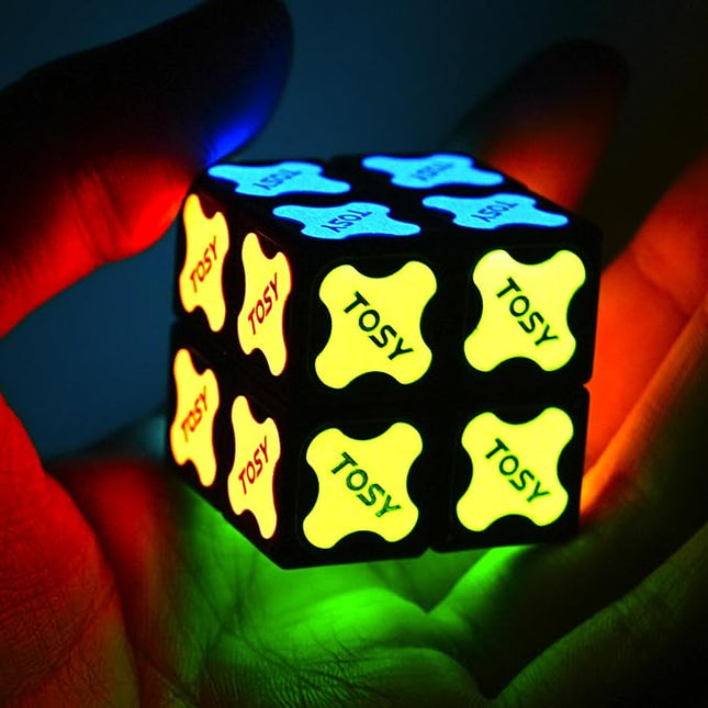 TOSY Magnet Cube 2x2 - 8 Blocks, 2 in 1 Toy: 2x2x2 Puzzle Cube and Customizable Infinity Cube, Glowing, UV Flashlight, Fidget/STEM/STEAM Magnet Tiles Birthday Gift for Kids/Teens/Adults, 2-Pack
