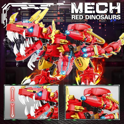 Dinosaur Building Blocks 2 in 1 Transforming Mech, Cpmpatible with Lego Dinosaur Sets, 432 PCS Dinosaur Mech STEM Toys for Boys Ages 6-12, Dinosaur Toy Gift for Christmas & Birthday